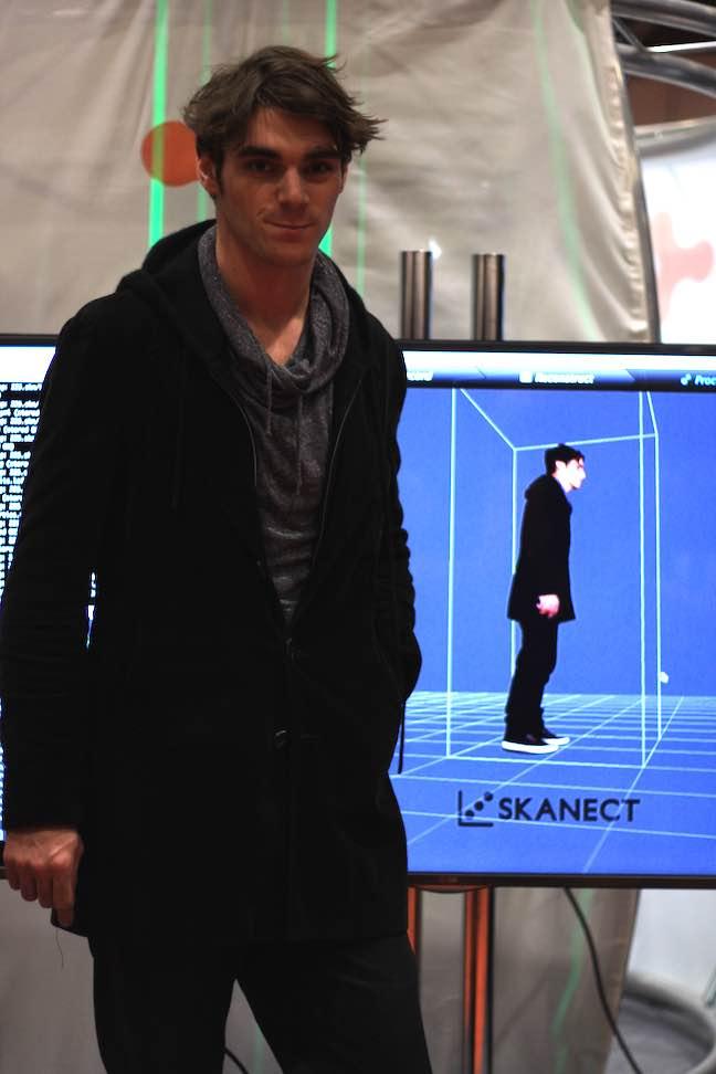 Roy Frank “RJ” Mitte III next to his 3D printed self