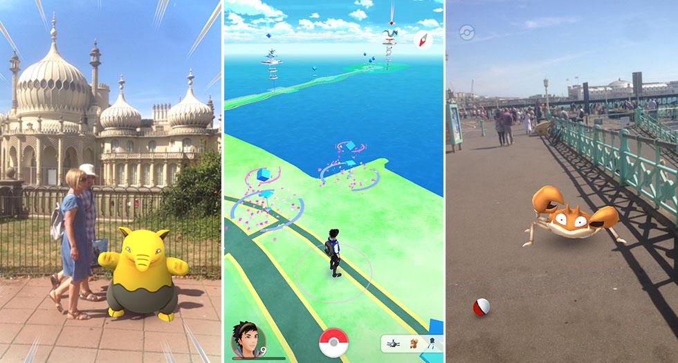 Pokémon overlaid on real-world locations in Brighton