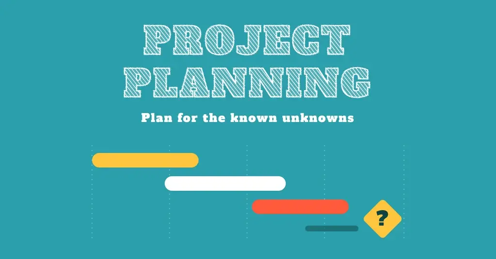 Project Planning cover: overlapping timeline bars on a teal chart, ending at a question-mark milestone