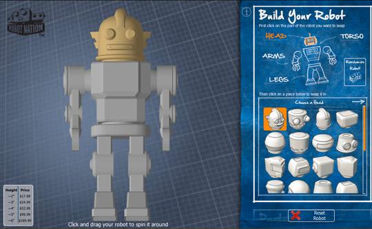 My Robot Nation — customisable mix-and-match robots modelled in the browser with WebGL