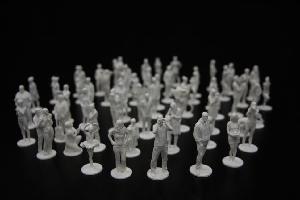 A tray of Break the Mould 3D printed mini sculptures in bio-plastic